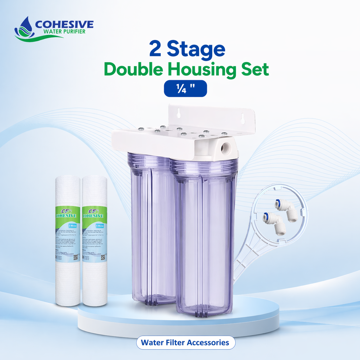 2 Stage Double Housing Set 1/4 Inch Water Filter