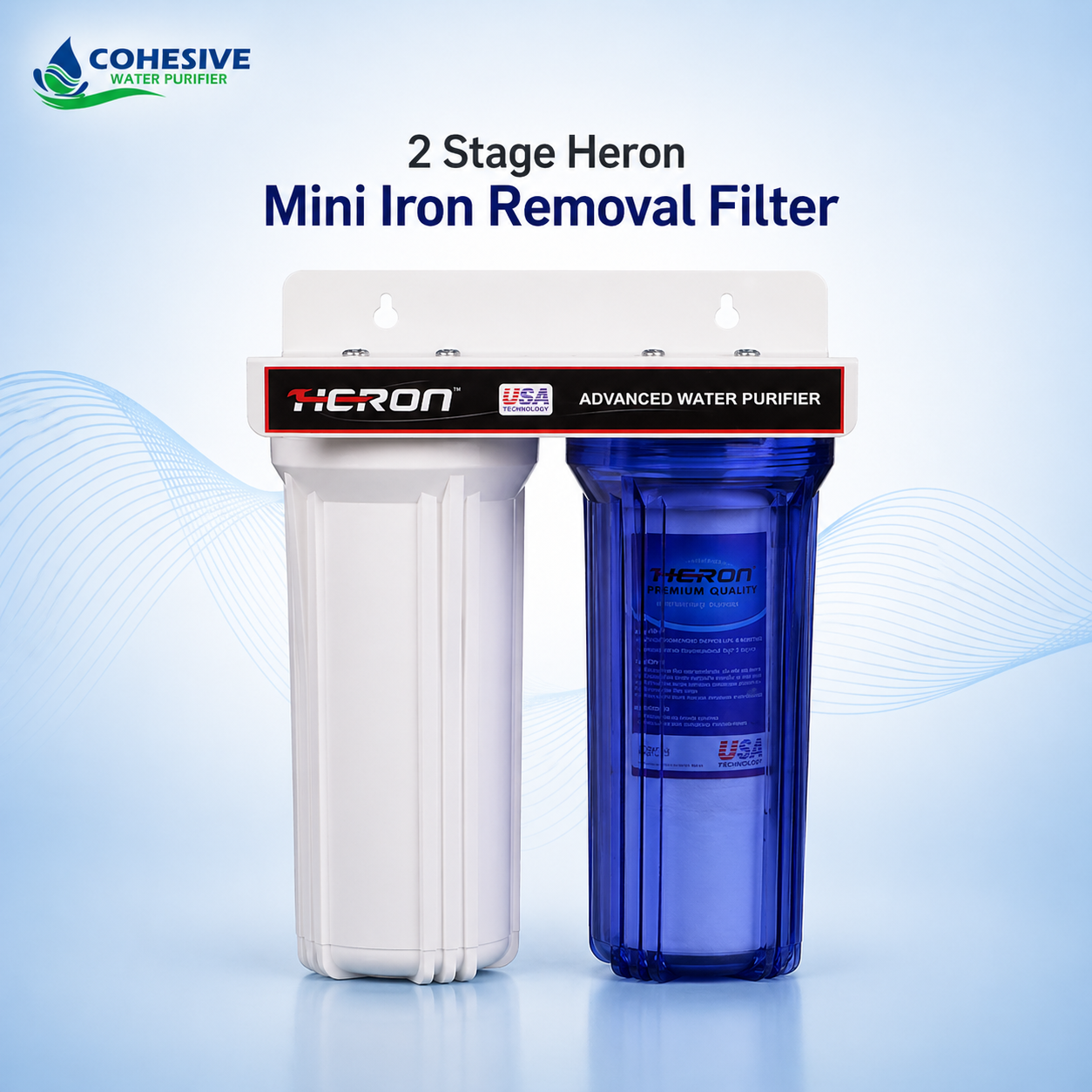 2 Stage Heron Mini Iron Removal 10'' Housing  Water Filter